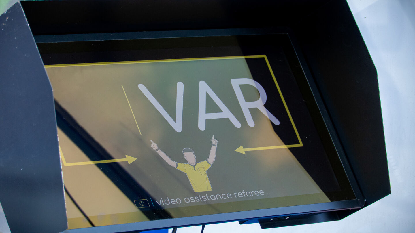 VAR system screen: system video assistant referee during the match