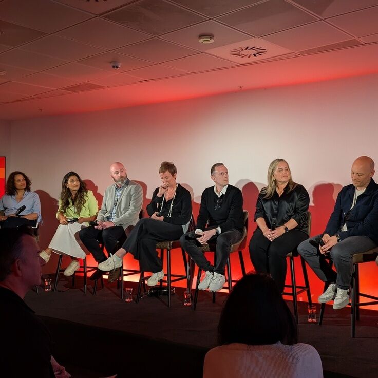 (L-R) Samantha McMillon, COO, Quay Street Productions; Amber Haque, Presenter and Documentary Maker; Iain MacLeod, Executive Producer, Continuing Drama, ITV; Pam Cavannagh, CEO, Purple Productions; Michael Jochnowitz, Interim Editor of Unscripted Commissioning, BBC; Emma Morris, Executive Editor of Morning Live and The One Show, BBC Studios; Rick Murray, CEO, Workerbee and Chair: Gethin Jones, BBC presenter, Morning Live